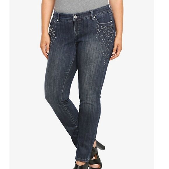 Torrid premium skinny metal stud jeans wit… - Picture 1 of 8